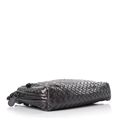 Bottega Veneta Metallic Grosgrain Intrecciato Nodini Crossbody Messenger Dark Grey 4 of 9