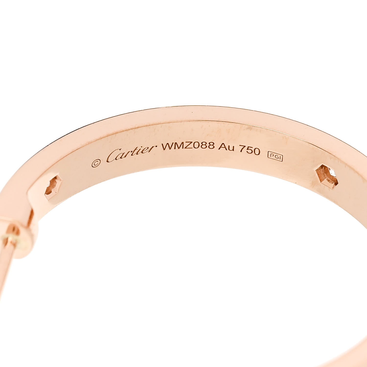 Cartier 18K Pink Gold 3 Diamond 3.5mm LOVE Hoop Earrings 4 of 5