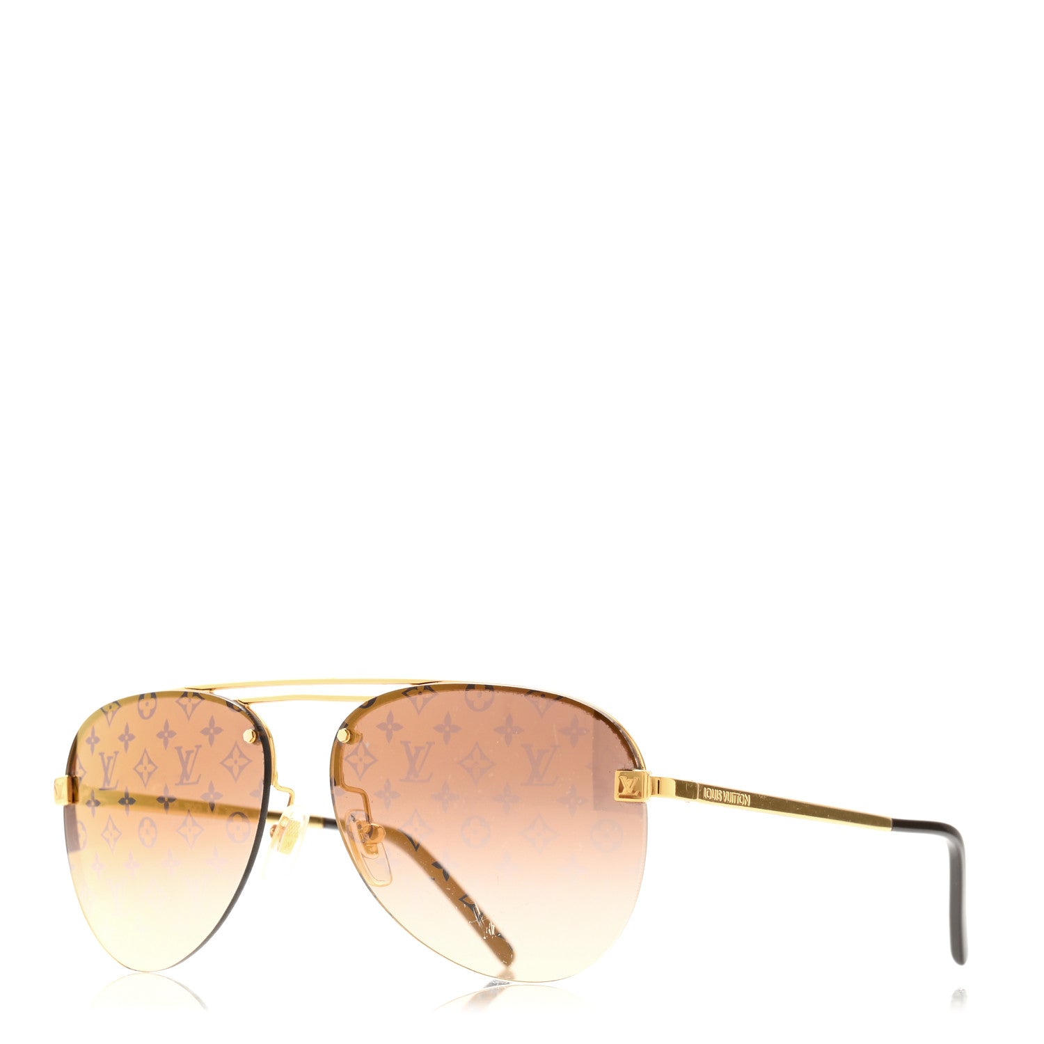 Louis Vuitton Metal Clockwise Sunglasses Z1020E Gold Brown 1 of 7