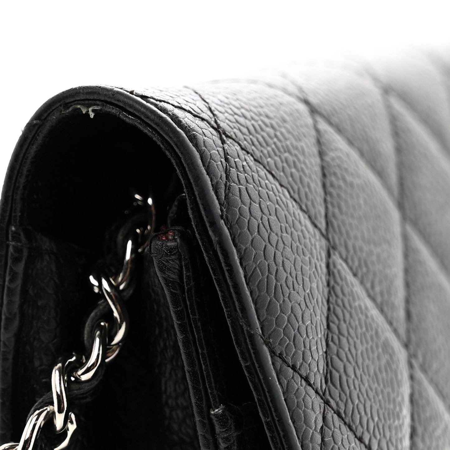 Caviar Quilted Wallet on Chain WOC Black