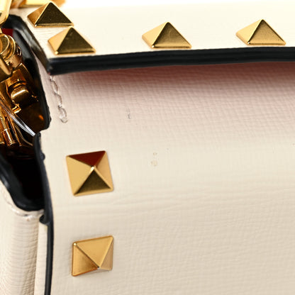 Valentino Garavani Grainy Calfskin Rockstud Clutch Light Ivory 12 of 13