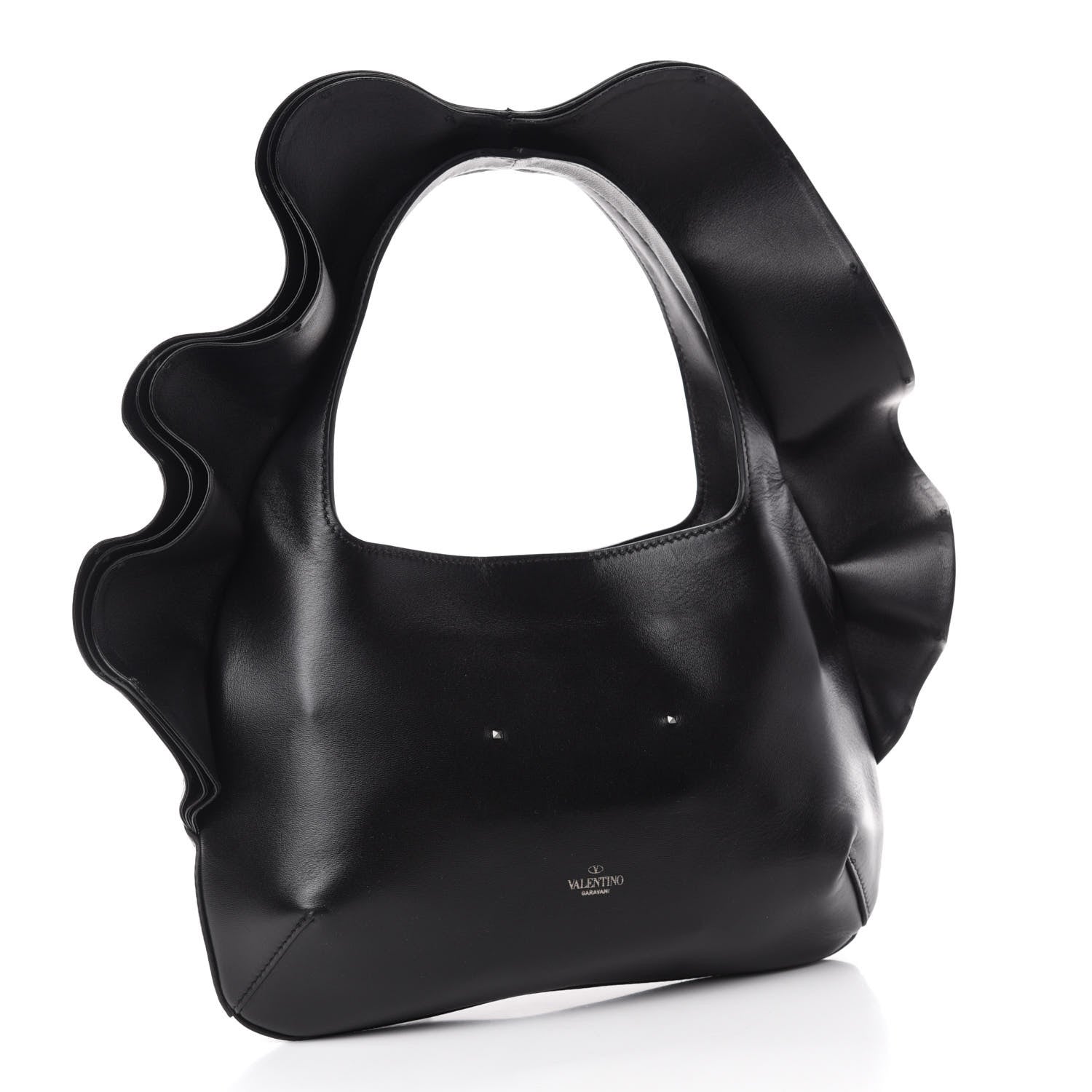 Valentino Garavani Nappa Atelier 04 Rouches Edition Small Ruffle Hobo Black 3 of 9