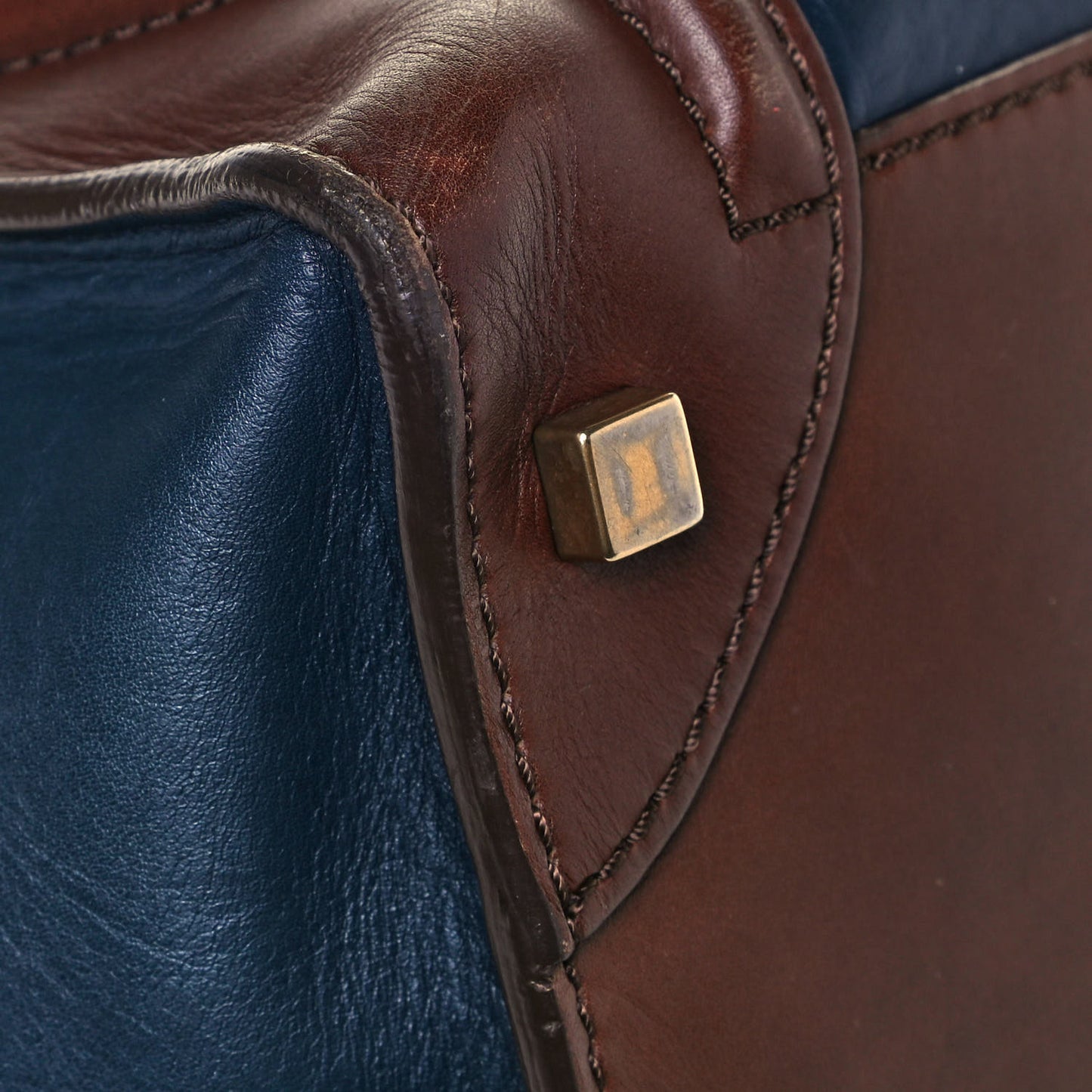 Smooth Calfskin Mini Tri-Color Luggage Navy