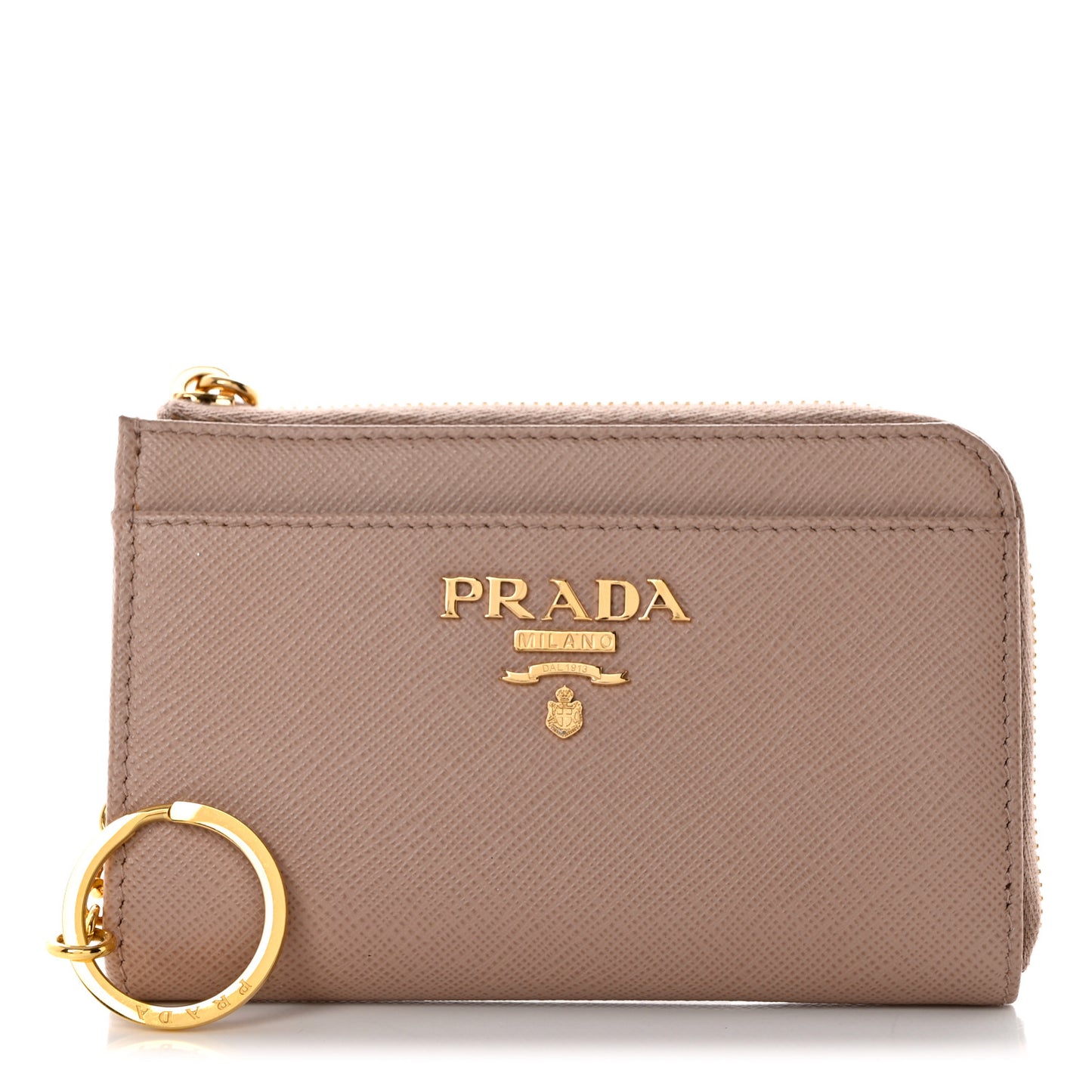 Saffiano Metal Zip Around Keychain Cipria