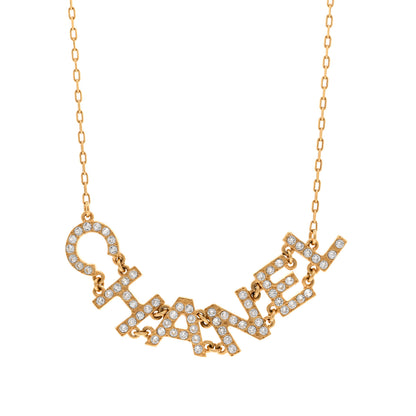 Chanel Metal Crystal 90's Icon Logo Necklace Gold 4 of 6