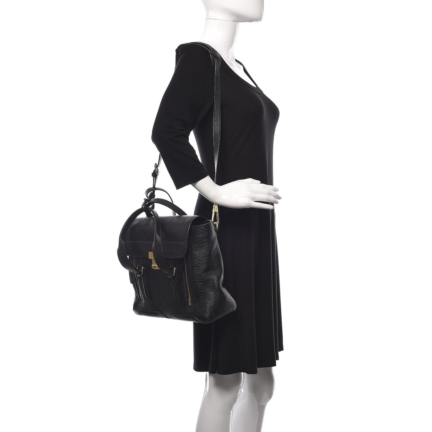 3.1 Textured Calfskin Medium Pashli Satchel Black