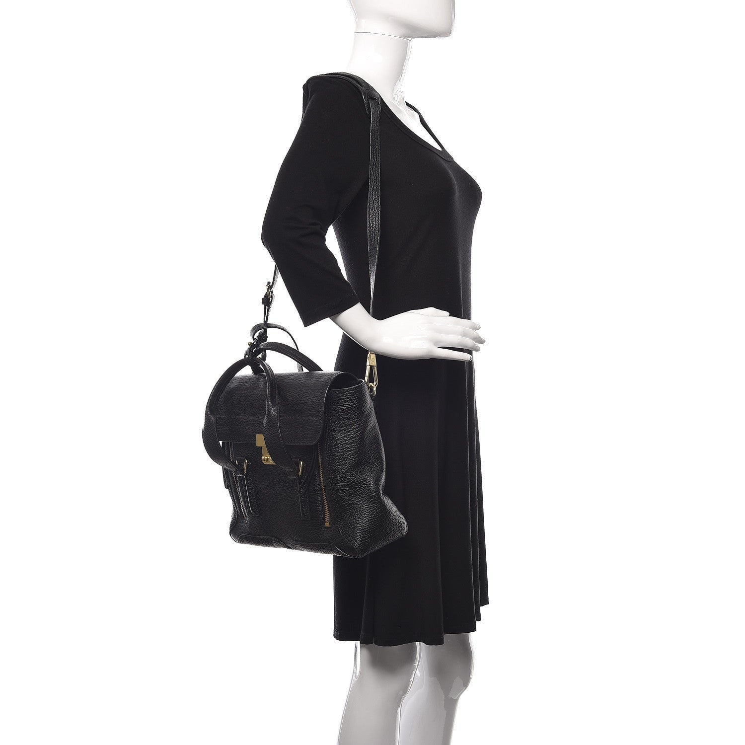 3.1 Phillip Lim 3.1 Textured Calfskin Medium Pashli Satchel Black 3 of 15