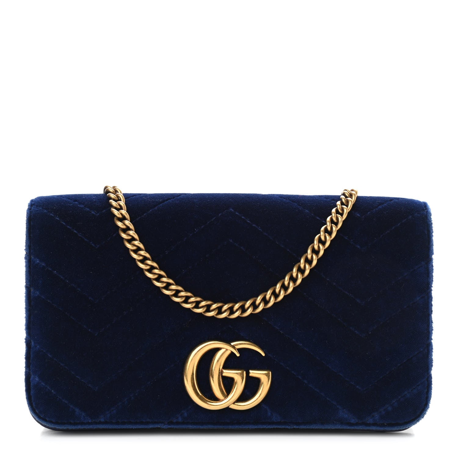 Gucci Velvet Matelasse GG Marmont Mini Bag Cobalt Blue 1 of 10