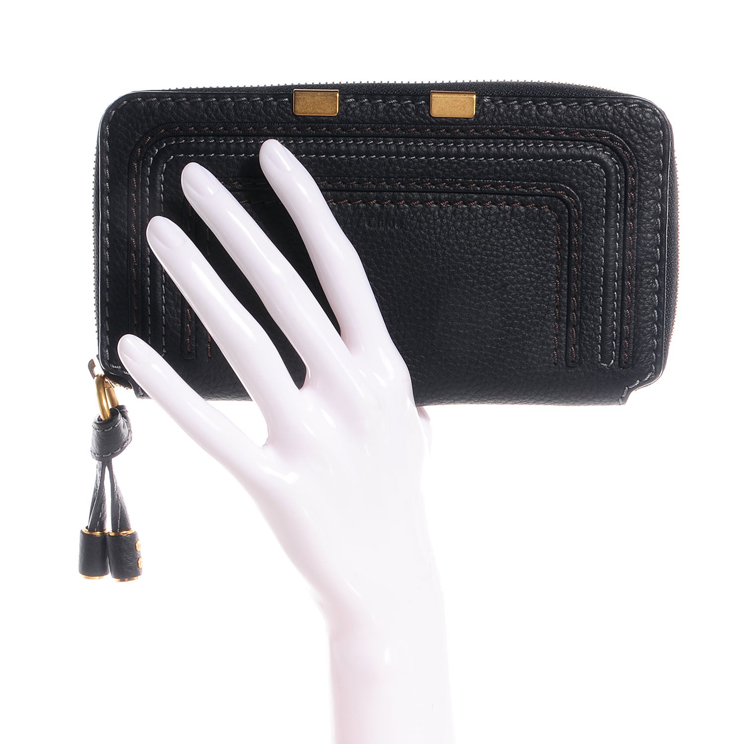 Chloe Grained Calfskin Marcie Long Zip Around Wallet Black 2 of 9