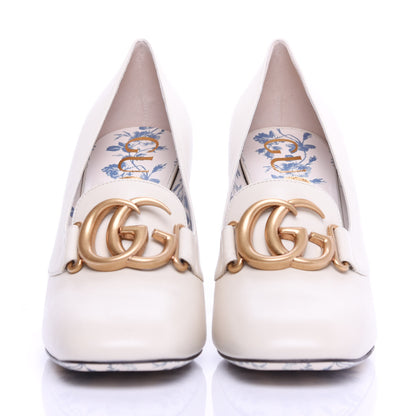 Gucci Malaga Kid GG Victoire 95mm Loafer Pumps 41 Vintage White 3 of 11
