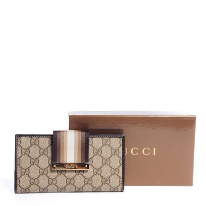 Gucci GG Plus Monogram Calfskin Ladies Web Continental Wallet Beige Ebony Brown 5 of 8