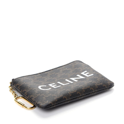 Celine Triomphe Canvas Logo Coin and Card Pouch With Hook Black 4 of 7