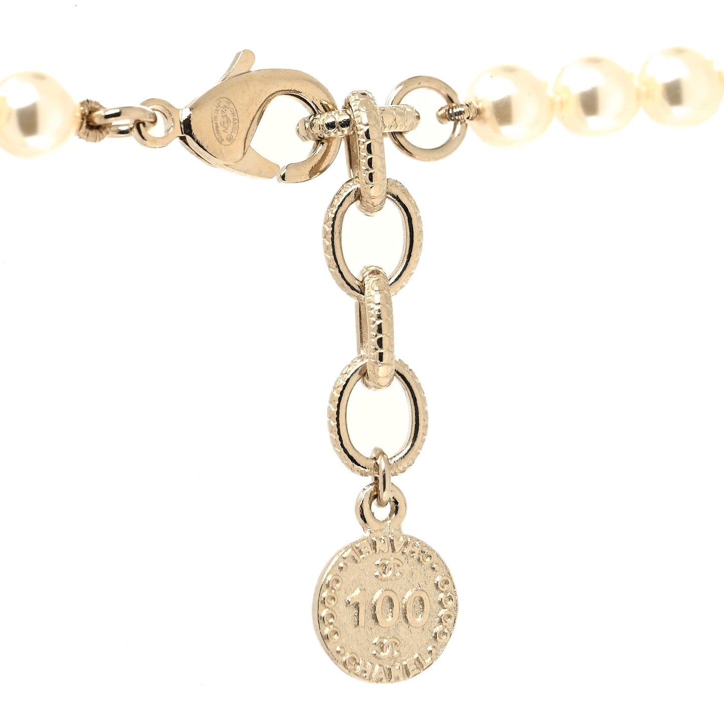 Pearl CC 100th Anniversary Necklace Light Gold