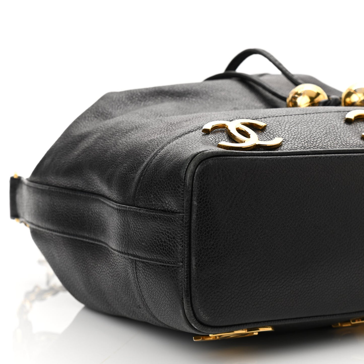 Caviar CC Drawstring Shoulder Bag Black