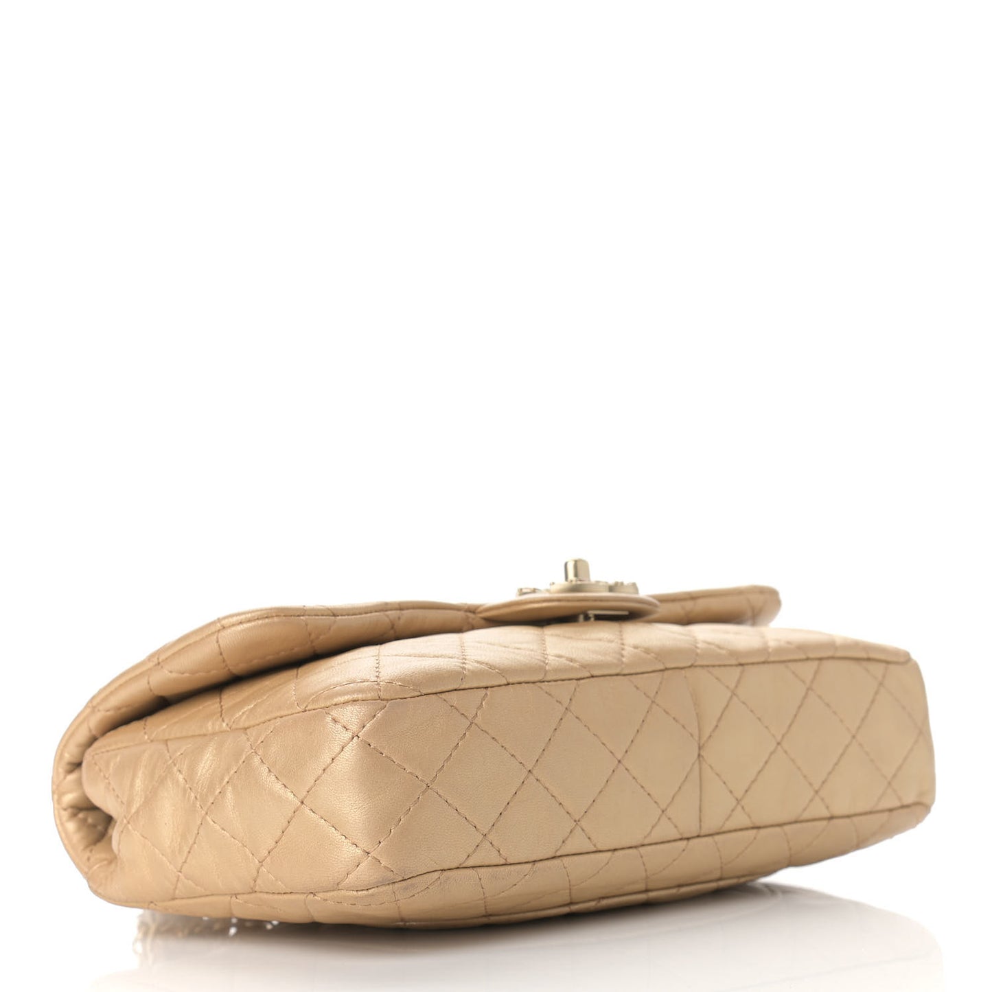Metallic Lambskin Quilted Medium Precious Jewel Single Flap Gold