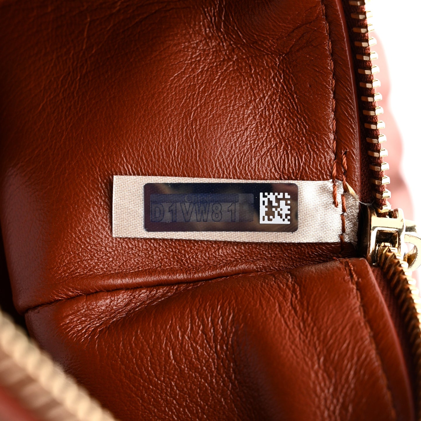Lambskin Woven Wooden C Shoulder Bag Sepia Brown