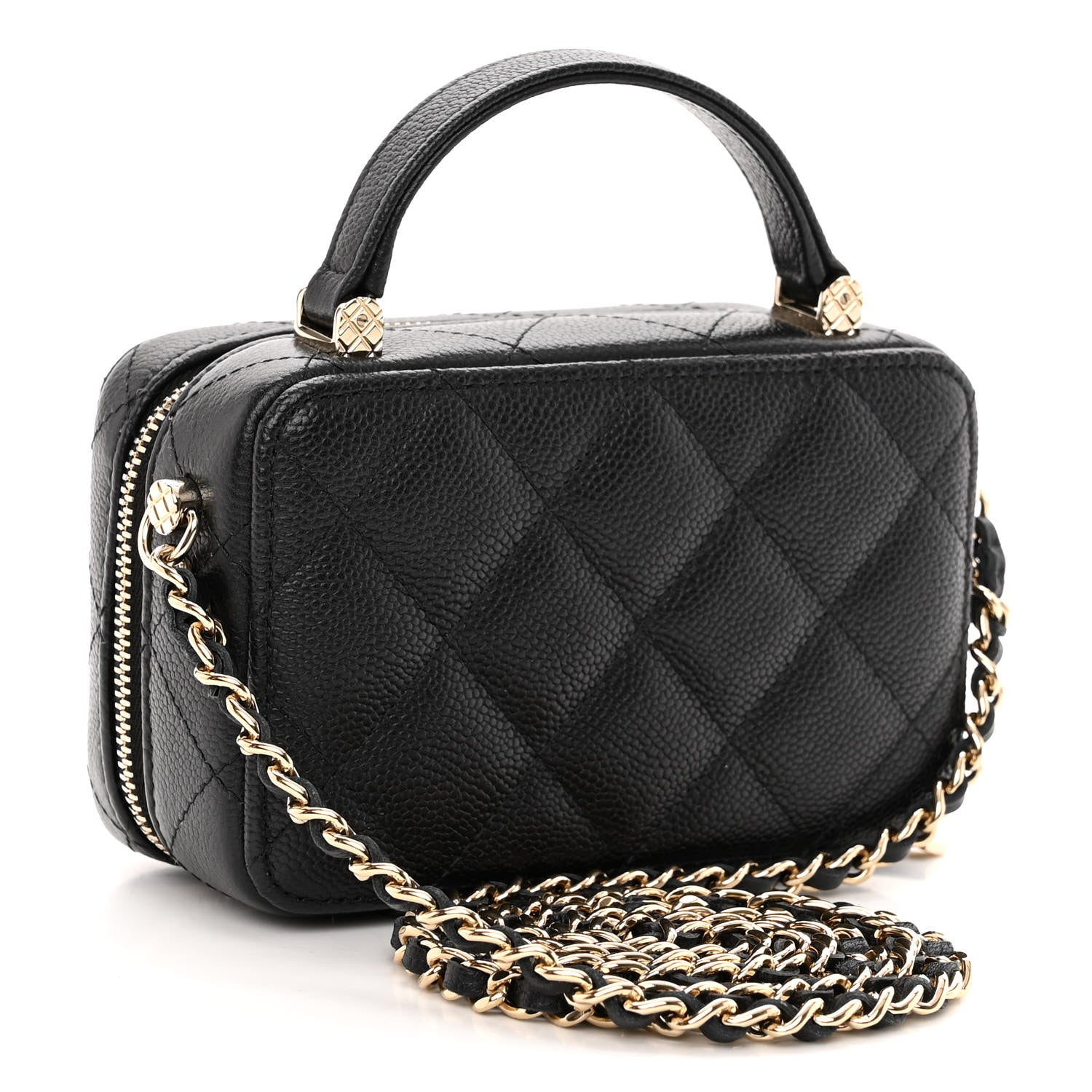 Chanel Caviar Quilted Small Top Handle Vanity Case With Chain Black 4 of 12