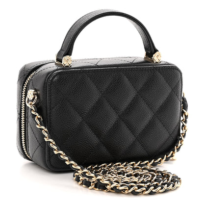 Chanel Caviar Quilted Small Top Handle Vanity Case With Chain Black 4 of 12