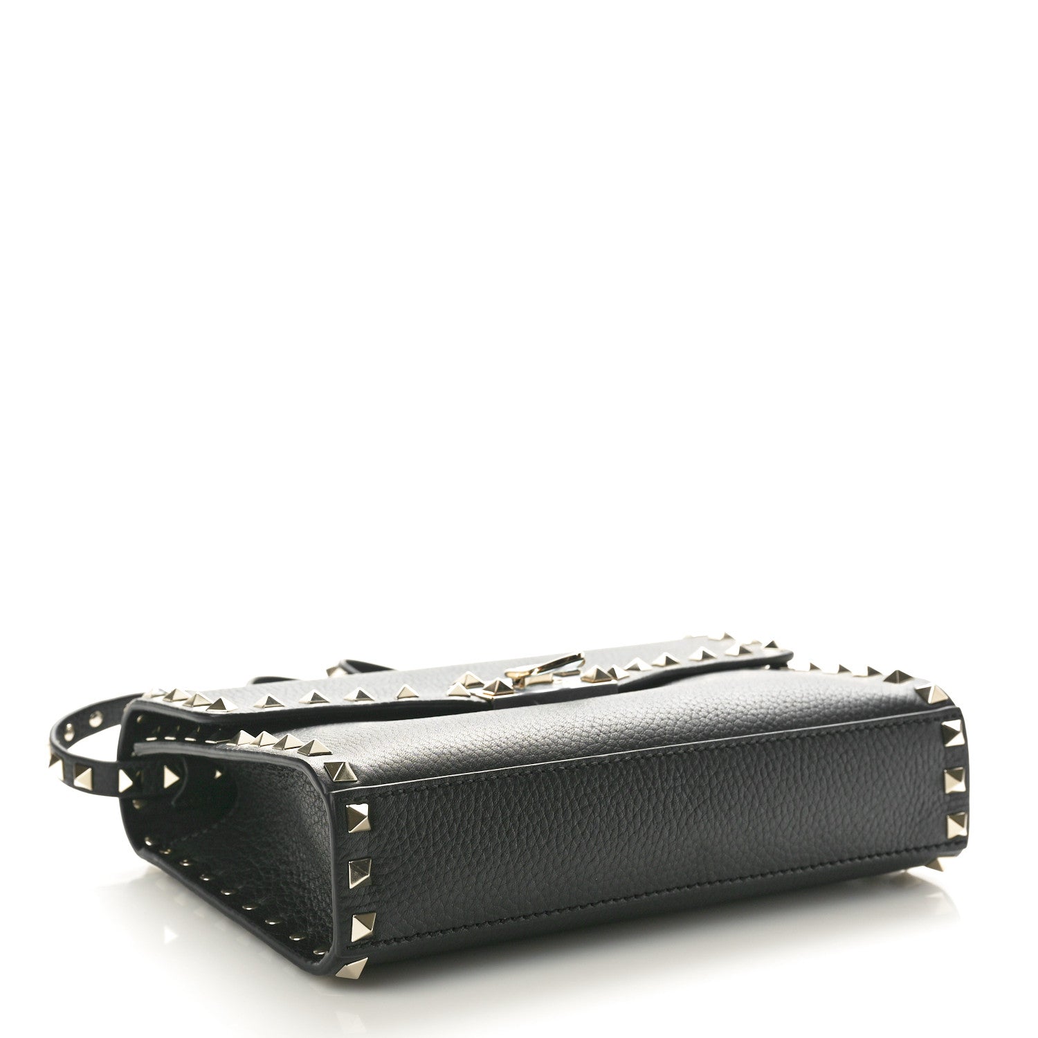 Valentino Garavani Pebbled Calfskin Medium Rockstud Flip Lock Crossbody Bag Black 4 of 9