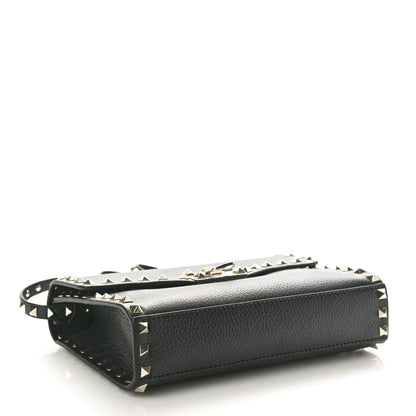 Valentino Garavani Pebbled Calfskin Medium Rockstud Flip Lock Crossbody Bag Black 4 of 9