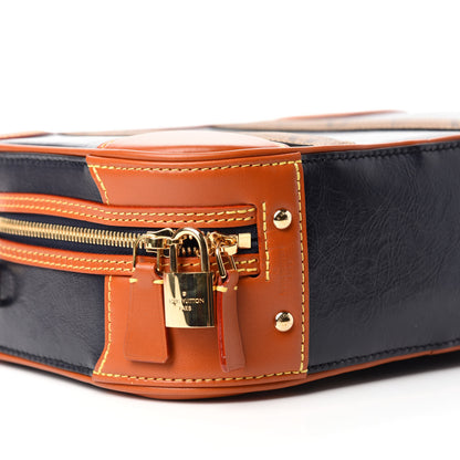 Louis Vuitton Calfskin Reverse Monogram Valisette PM Navy Caramel 6 of 11