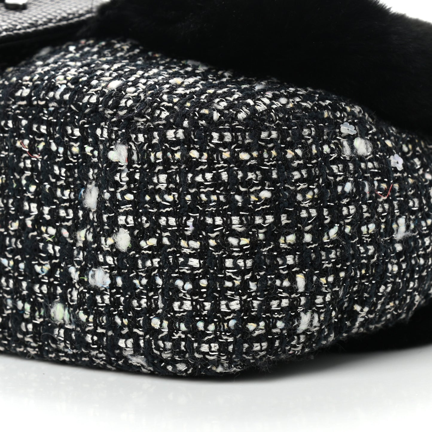 Rabbit Fur Tweed Lizard Small Fantasy Flap Black White