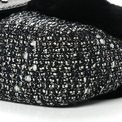 Chanel Rabbit Fur Tweed Lizard Small Fantasy Flap Black White 9 of 9