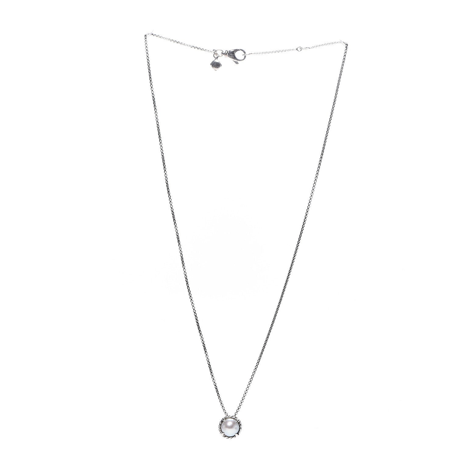 David Yurman Sterling Silver Pearl 8mm Petite Chatelaine Pendant Necklace 3 of 6