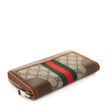 Gucci GG Supreme Monogram Web Zip Around Wallet Brown 4 of 13