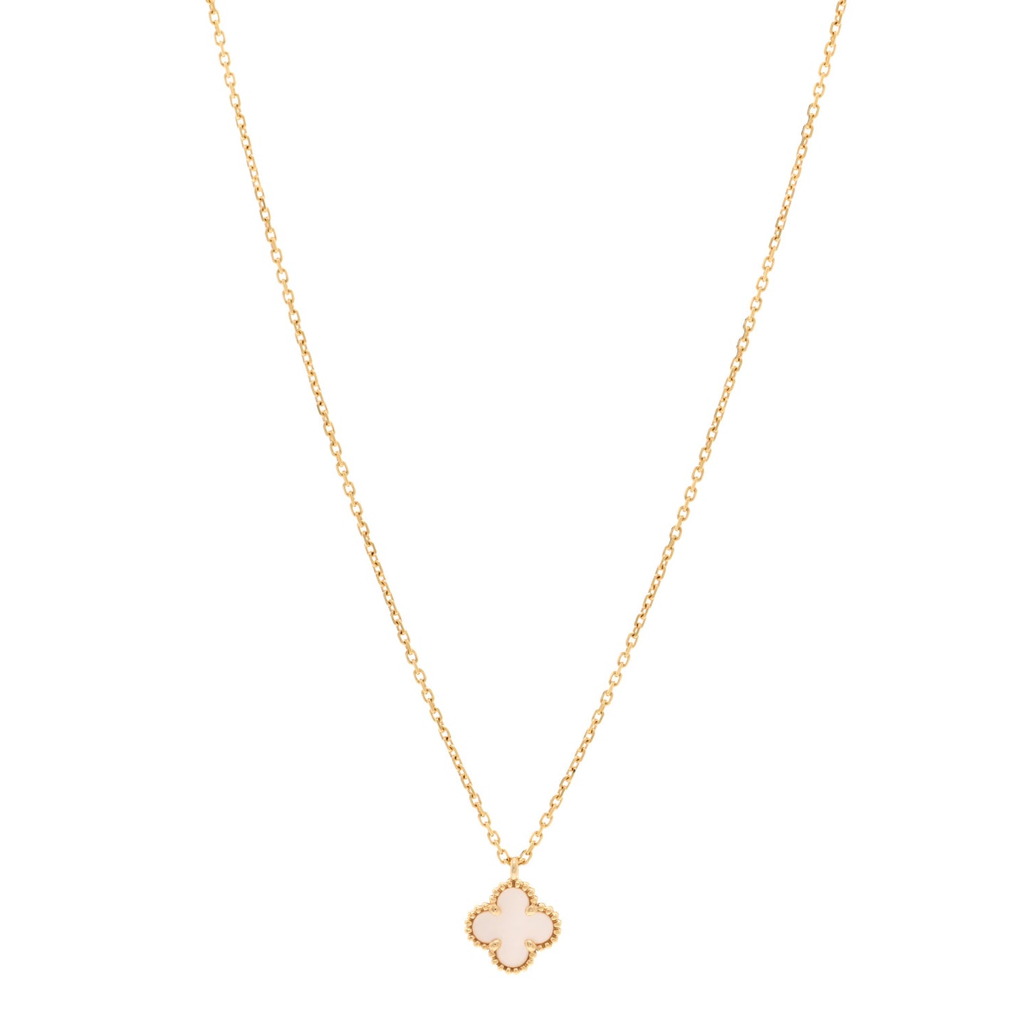 18K Yellow Gold Mother of Pearl Sweet Alhambra Pendant Necklace