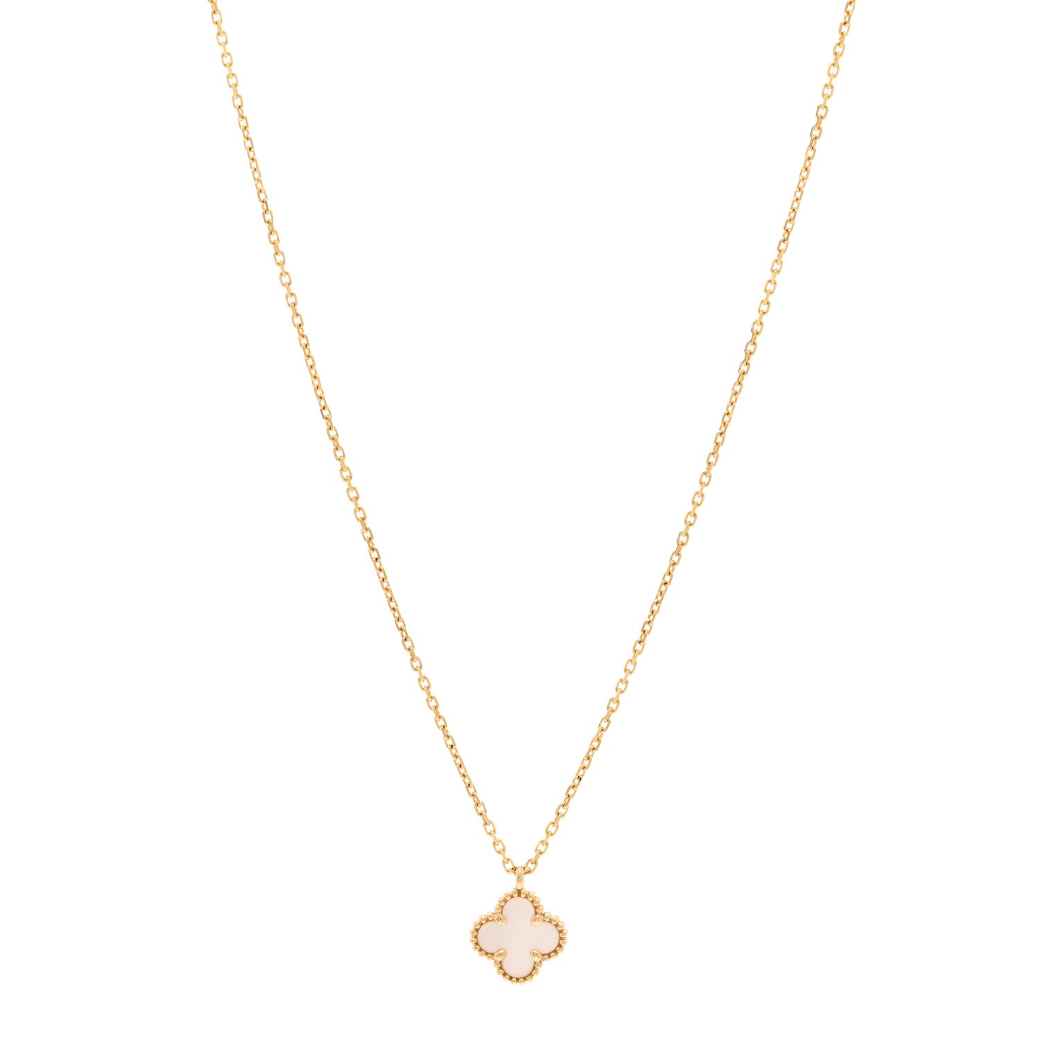 Van Cleef & Arpels 18K Yellow Gold Mother of Pearl Sweet Alhambra Pendant Necklace 1 of 6