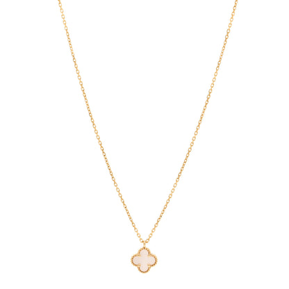 Van Cleef & Arpels 18K Yellow Gold Mother of Pearl Sweet Alhambra Pendant Necklace 1 of 6