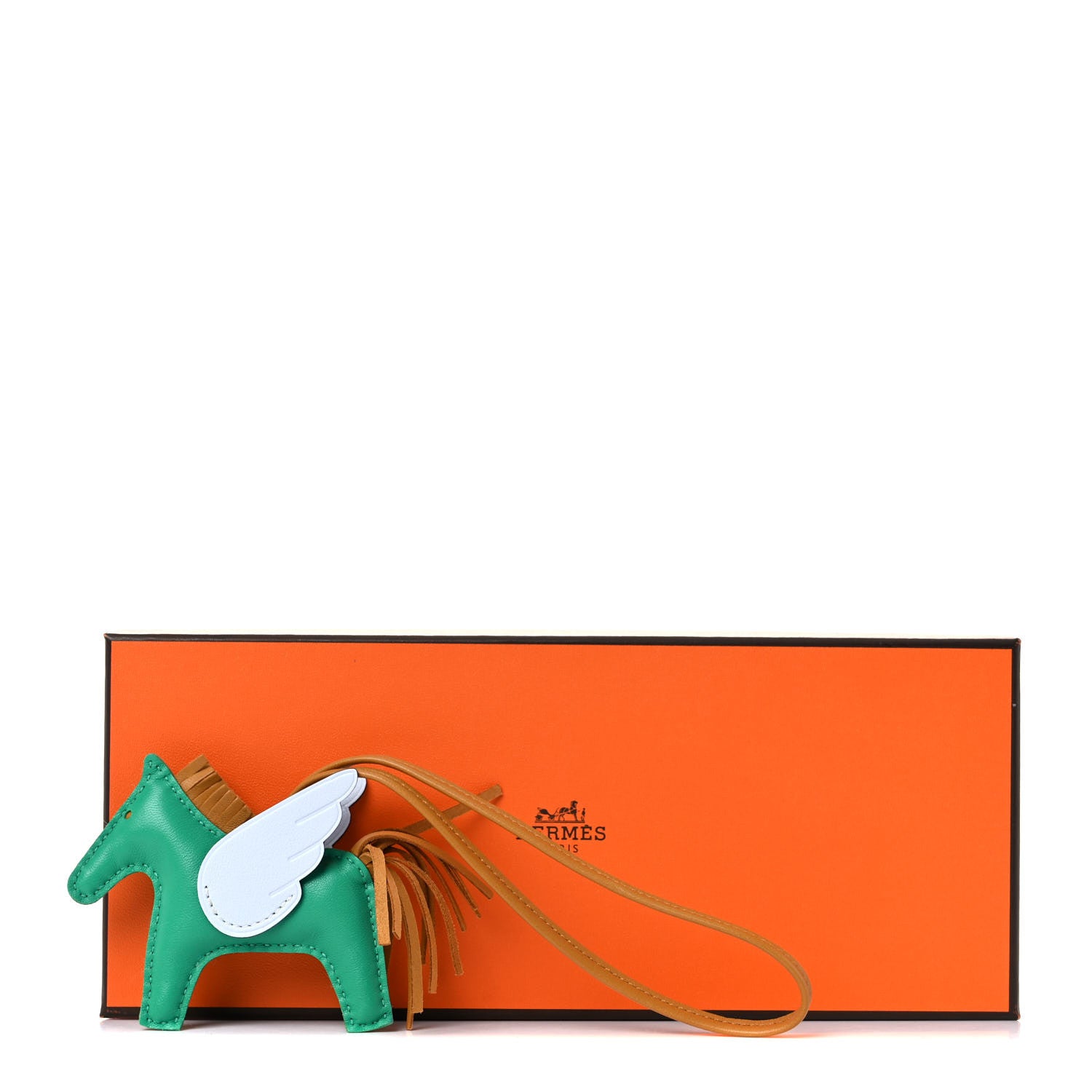 Hermes Milo Lambskin Grigri Rodeo Pegase Horse Bag Charm PM Menthe Sesame Bleu Brume 5 of 5