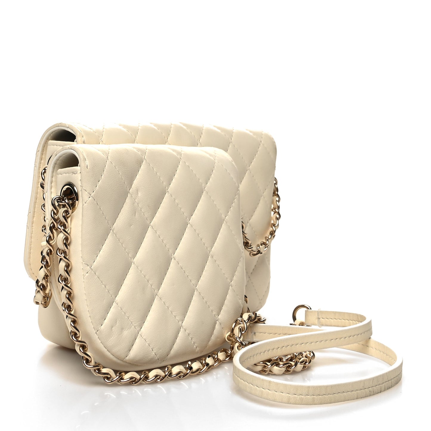 Lambskin Quilted Side Packs White