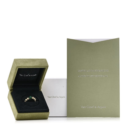 Van Cleef & Arpels 18K Yellow Gold Malachite Perlee Couleurs Variation Ring 58 8.25 5 of 5