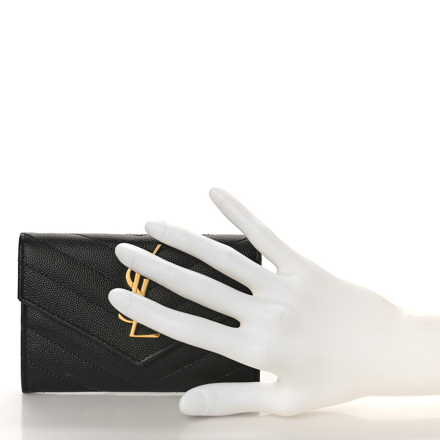 Grain De Poudre Matelasse Chevron Small Monogram Envelope Wallet Black
