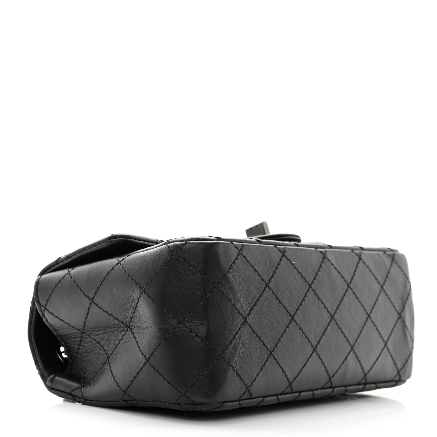 Aged Calfskin Quilted 2.55 Reissue Mini Flap So Black