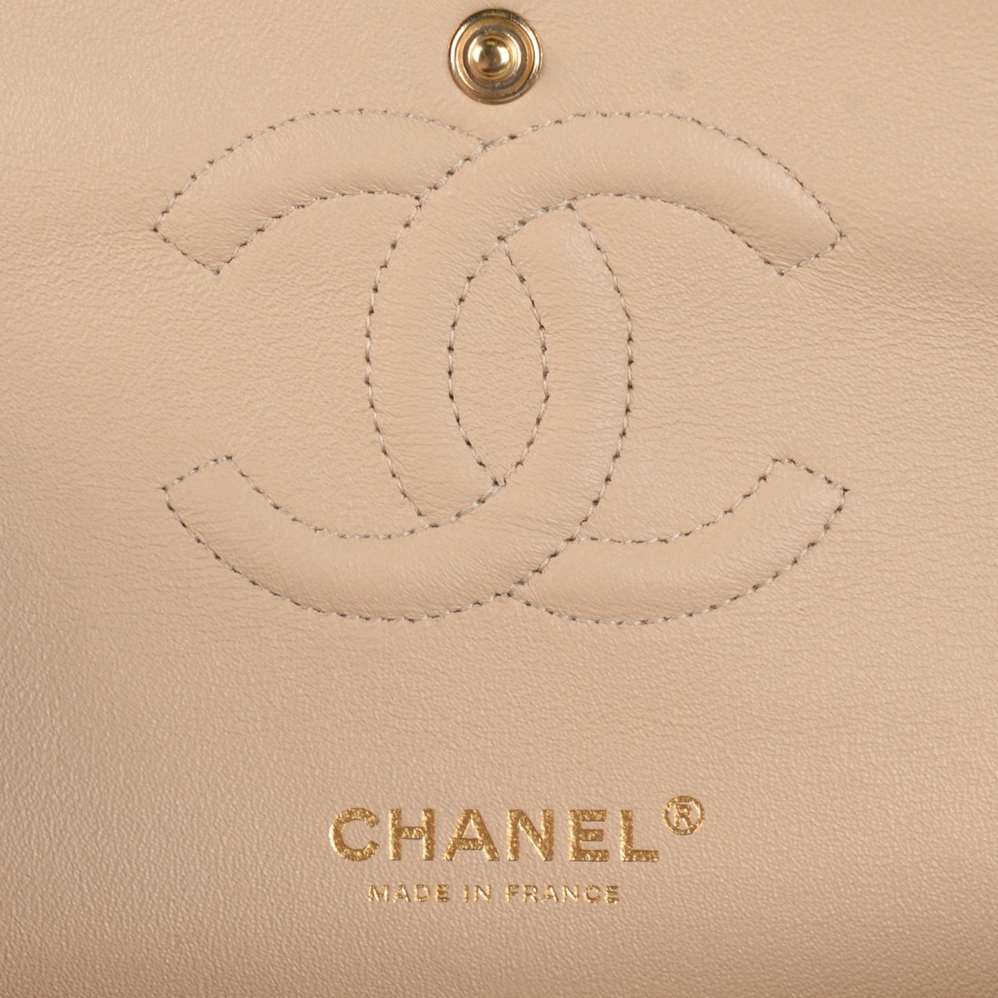 Caviar Quilted Medium Double Flap Beige Clair