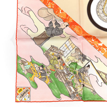 Hermes Silk Les Artisans D'Hermes Scarf 90 Beige Orange Vert 6 of 6