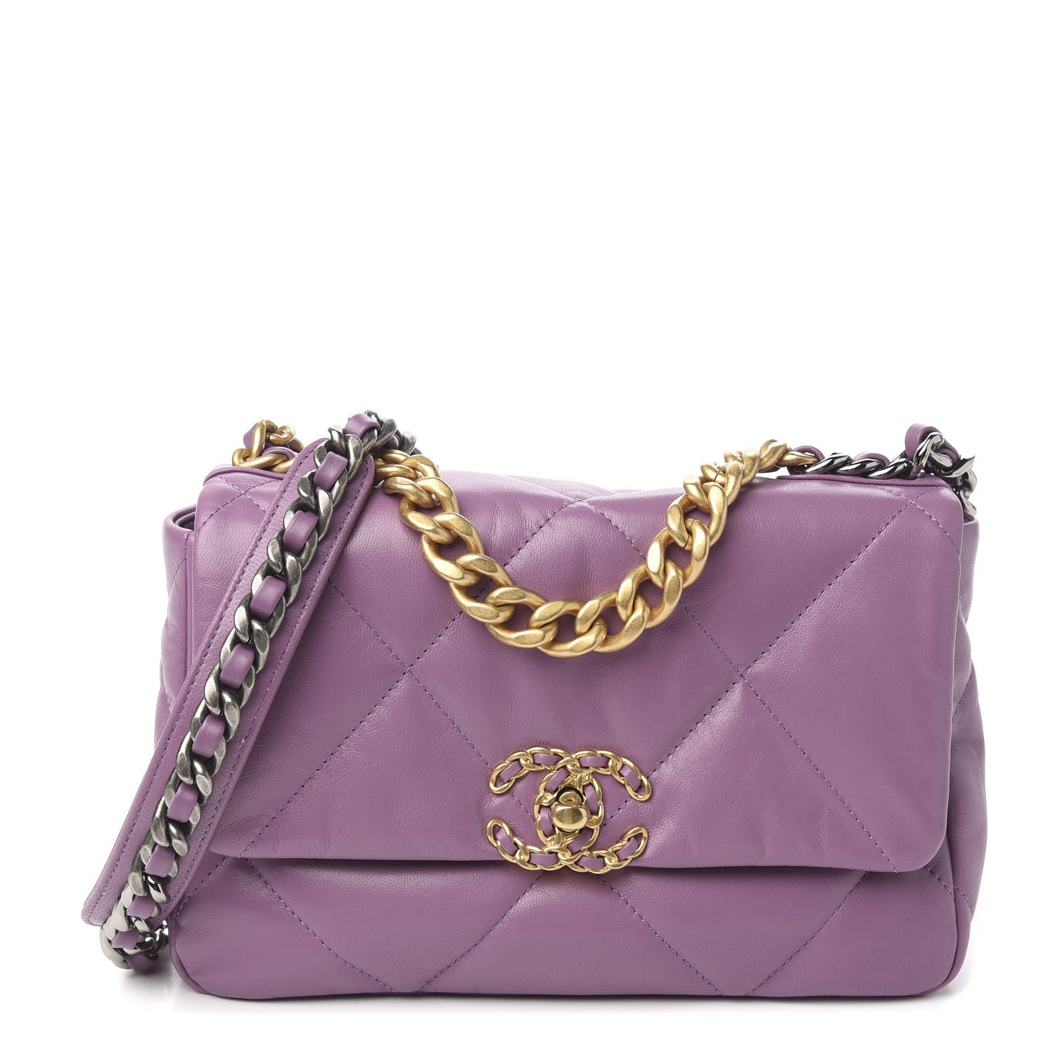 Chanel Goatskin Quilted Medium 19 Flap Violet Purple 1 of 9