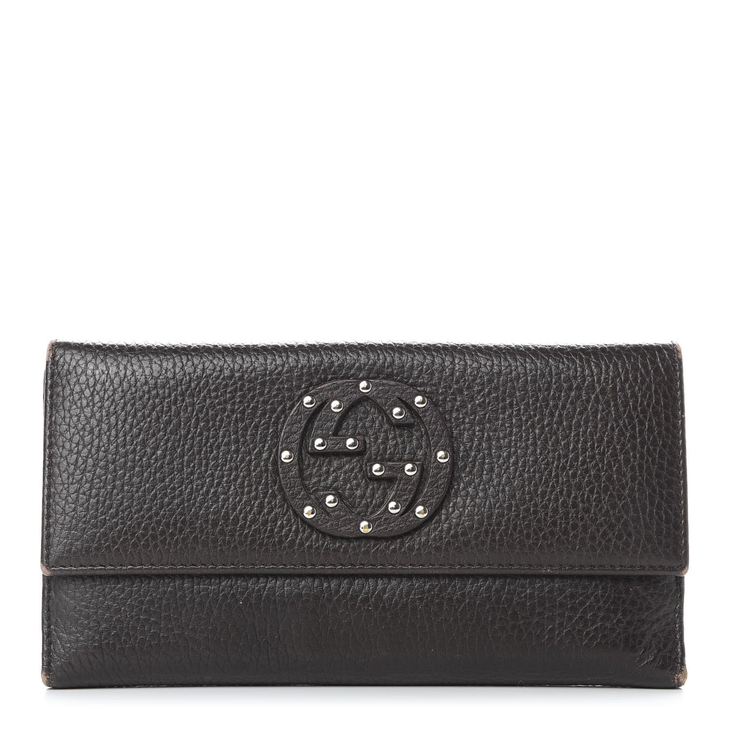 Gucci Calfskin Studded Soho Continental Wallet Dark Brown 1 of 8