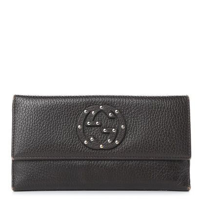 Gucci Calfskin Studded Soho Continental Wallet Dark Brown 1 of 8