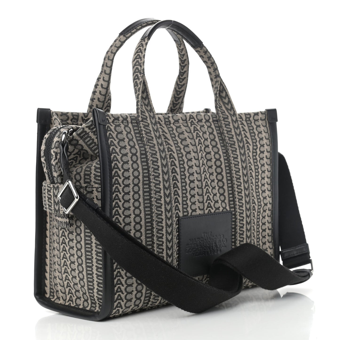 Cotton Jacquard Monogram Medium The Traveler Tote Bag Beige Multicolor