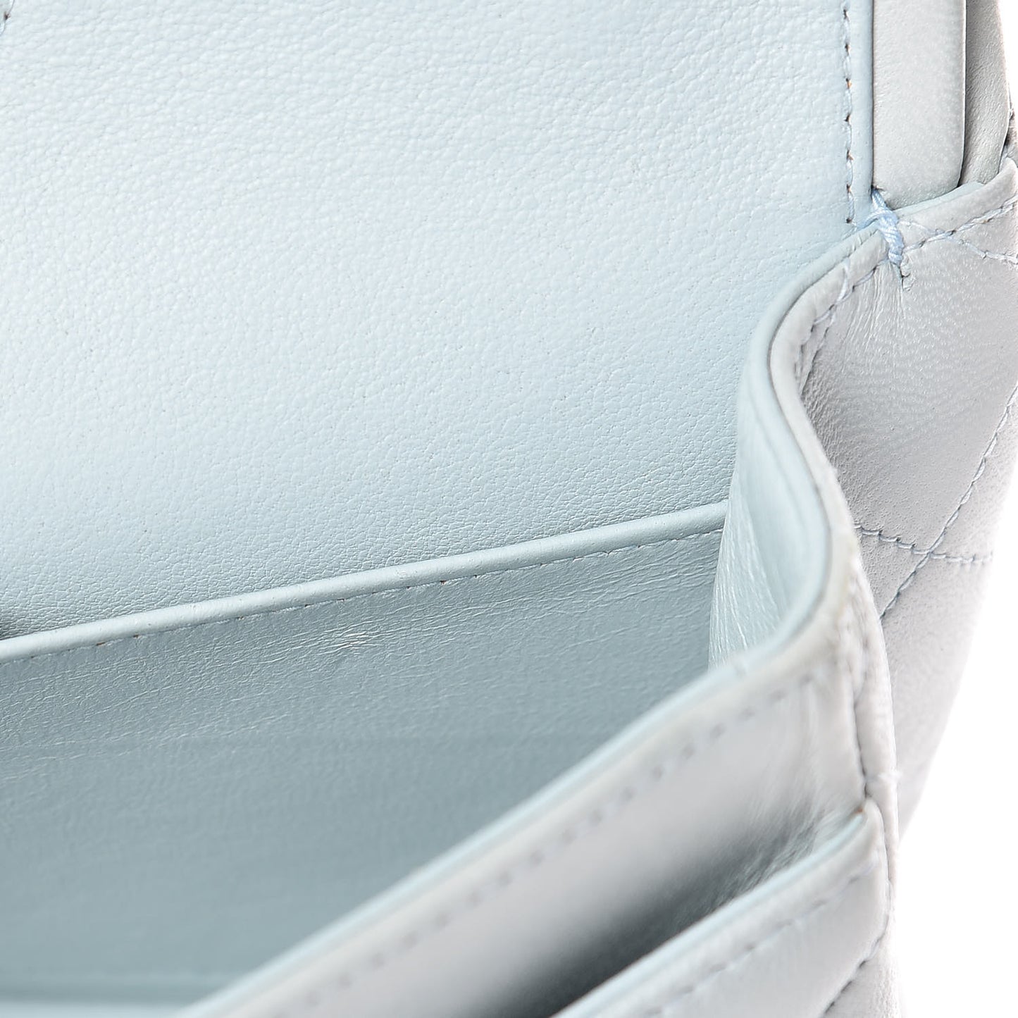 Lambskin Quilted Small Double Flap Light Blue