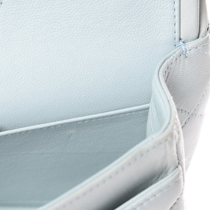 Chanel Lambskin Quilted Small Double Flap Light Blue 21 of 22