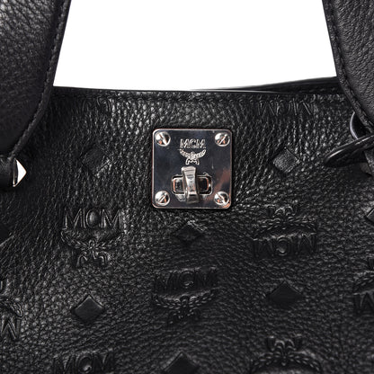 MCM Calfskin Ottomar Monogram Large Essential Tote Black 9 of 14