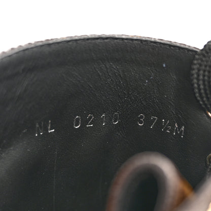 Louis Vuitton Calfskin Monogram Wonderland Flat Ranger Boots 37.5 Black 9 of 13