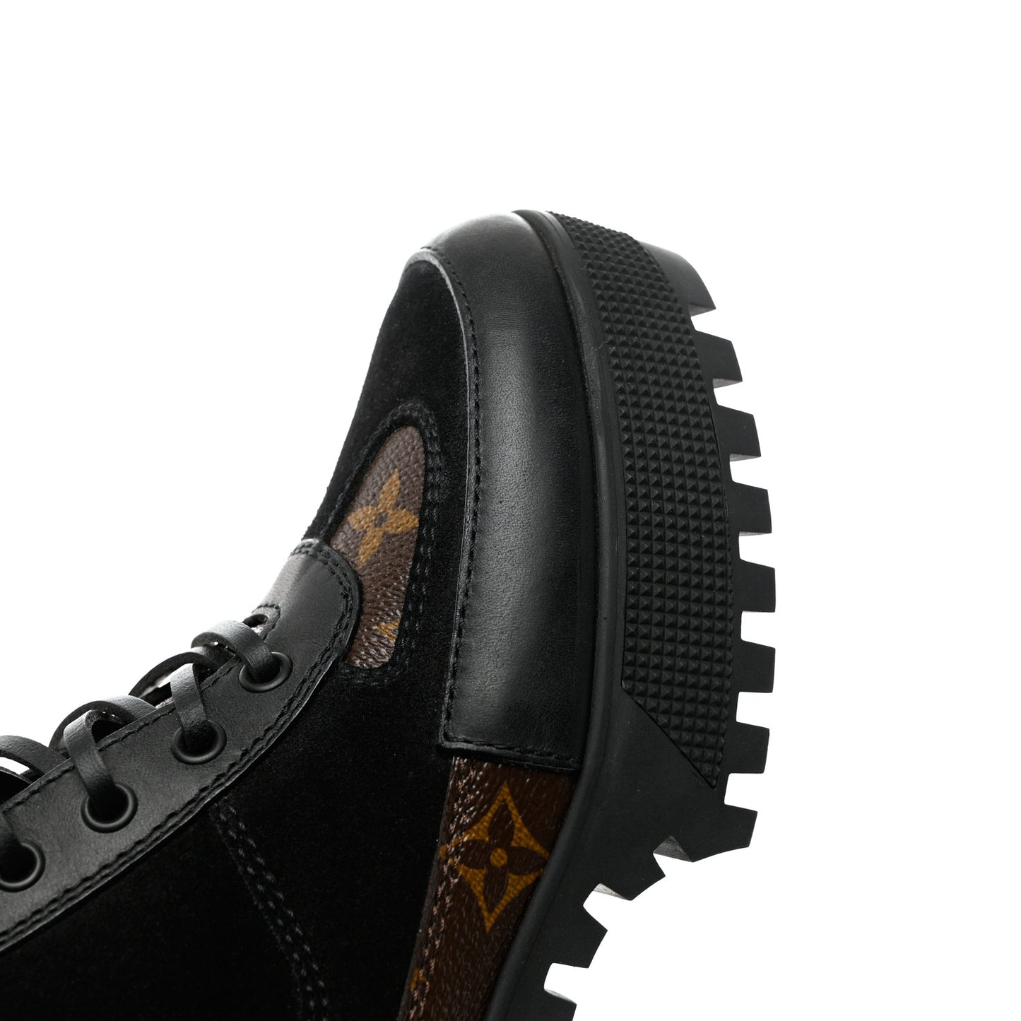 Suede Calfskin Monogram Laureate Platform Desert Boots 36 Black