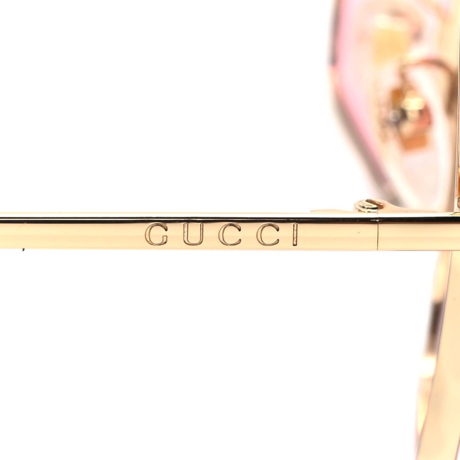 Gucci Metal Square Frame Sunglasses GG0436S Gold Pink 5 of 8
