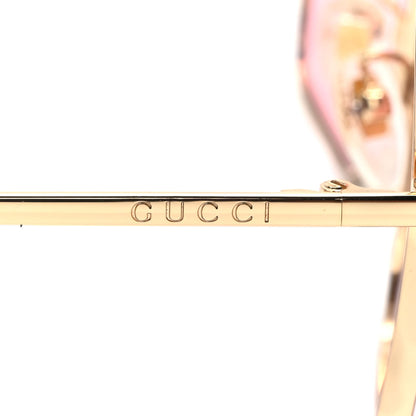 Gucci Metal Square Frame Sunglasses GG0436S Gold Pink 5 of 8